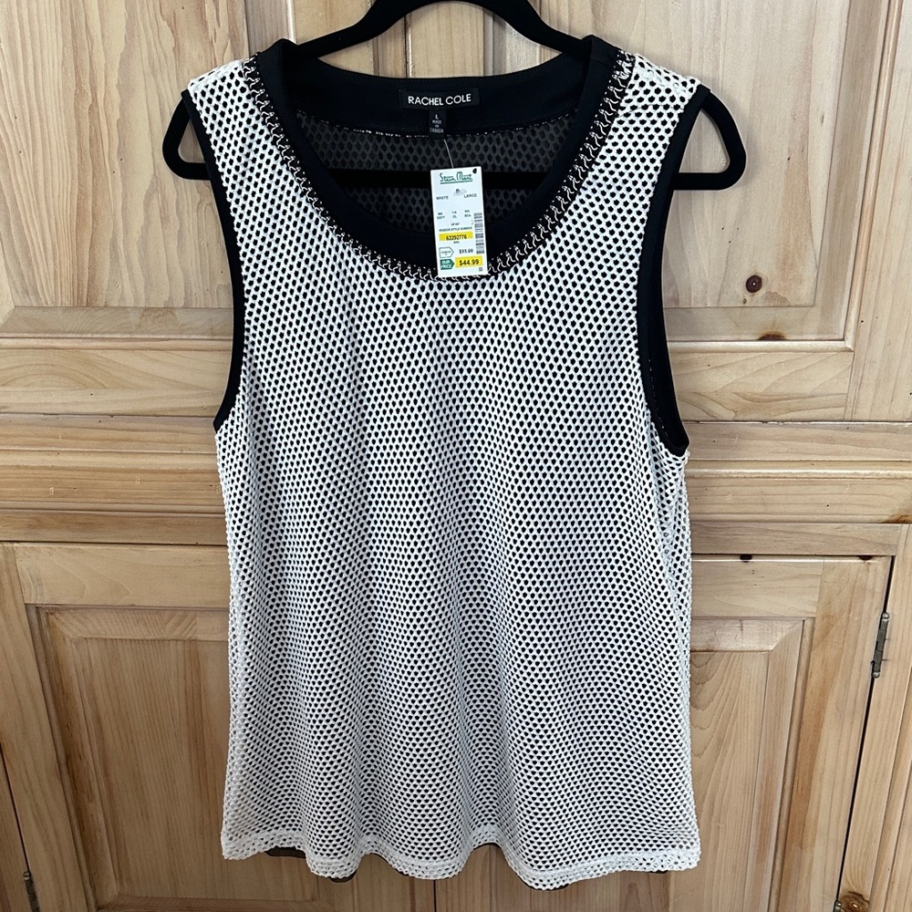 Rachel Zoe Black and White Mesh Tank Top